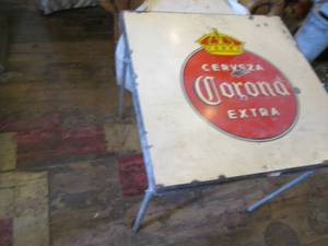 lot 281 image: Vintage Metal Card table with Cerve...