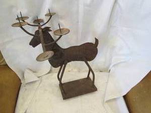 lot 293 image: Rustic metal wildlife candelabra...