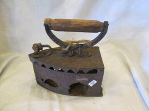lot 318 image: Antique cast Charcoal sad iron...