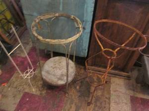 lot 322 image: (3) Vintage metal framed plant stands