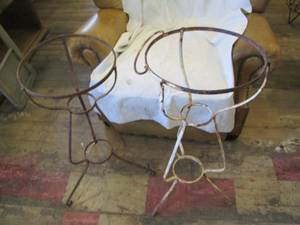 lot 329 image: (2) Vintage metal framed outdoor plant stands