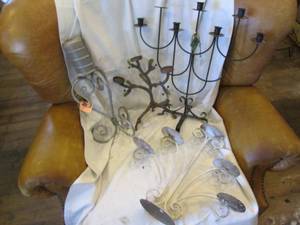 lot 340 image: Variety of Vintage metal candelabras and holders