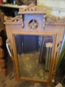 lot 343 image: Antique hand carved wood framed wall mirror approximately 2746 from Spain