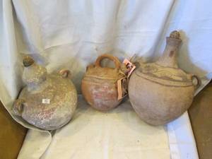 lot 346 image: Trio of hand crafted in Mexico decanters and water pitcher