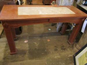 lot 353 image: Wood framed stone inlay entry table approximately 542029