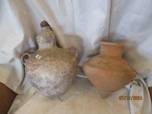 lot 169 image: Hand crafted clay jug and decorativ...