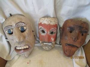lot 170 image: Trio of hand crafted tribal style m...