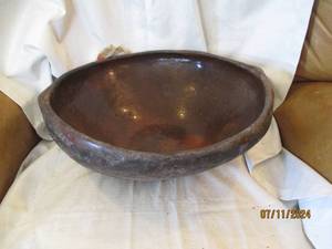 lot 173 image: Large carved wood bowl with natural...