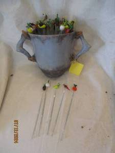 lot 187 image: Dual handle Hand crafted clay plant...