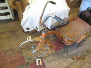 lot 531 image: Antique metal trike with cargo box...