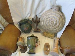 lot 536 image: Lot of decorative items including a cactus carved from wood