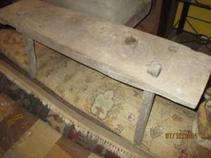 lot 657 image: Hand carved wooden bench...