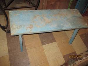 lot 675 image: Hand carved wood bench...