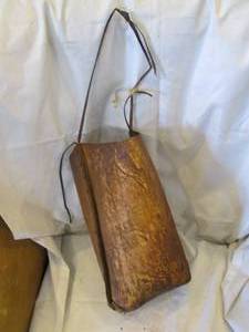 lot 307 image: Vintage hand carved wood sling style basket