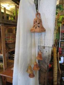 lot 308 image: Hand crafted clay bells wind chime...