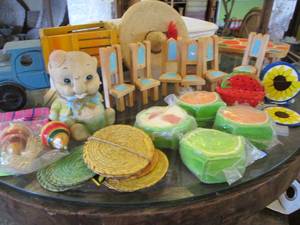 lot 310 image: Lot of assorted hand crafted Vintage toys and more
