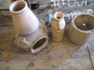 lot 537 image: Lot of clay vessels for firing tile  and a chimenea