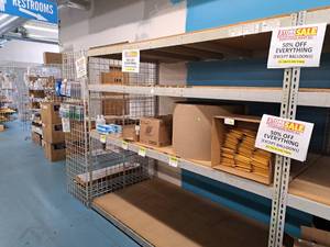 lot 40 image: Industrial Wood-Shelf  Metal Shelving Unit 4-shelf 4x8x7