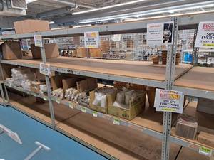 lot 45 image: Industrial Wood-Shelf  Metal Shelving Unit 4-shelf 4x8x7