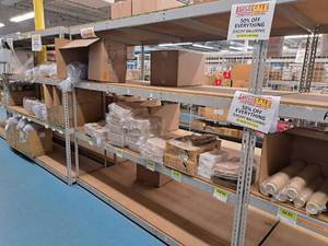 lot 46 image: Industrial Wood-Shelf  Metal Shelving Unit 4-shelf 4x8x7