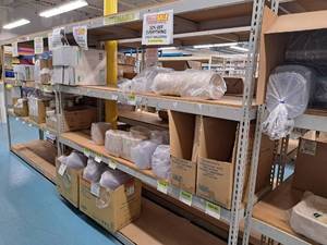 lot 47 image: Industrial Wood-Shelf  Metal Shelving Unit 4-shelf 2x8x7