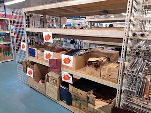 lot 51 image: Industrial Wood-Shelf  Metal Shelving Unit 4-shelf 2x8x7