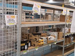 lot 55 image: Industrial Wood-Shelf  Metal Shelving Unit 4-shelf 2x8x7