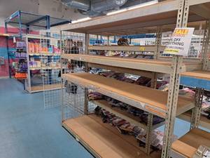 lot 60 image: Industrial Wood-Shelf  Metal Shelving Unit 4-shelf 2x8x7
