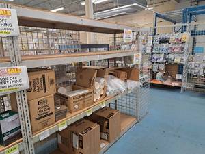 lot 75 image: Industrial Wood-Shelf  Metal Shelving Unit 4-shelf 2x8x7