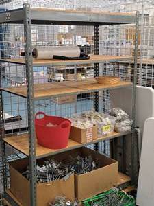 lot 139 image: Wood-Shelf  Metal Rolling Shelving Unit 5-shelf 24x48x77