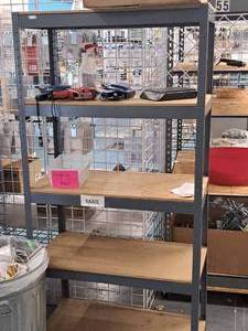 lot 140 image: Wood-Shelf  Metal Rolling Shelving Unit 5-shelf 18x36x72-12