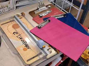 lot 276 image: Lot of  Assorted Clipboards, Paper Cutter