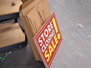 lot 301 image: Lot of (5 New  2) Store Closing logo SignsStands