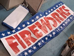 lot 343 image: Lot of (2) Fireworks logo Banners