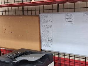 lot 346 image: Wall Mount  Dry Erase Whiteboard and Corkboard