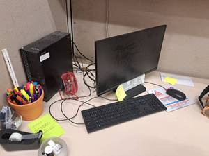 lot 345 image: Computer System - Dell OptiPlex 5055 Tower, Monitor, Battery Back Up, Keyboard and Mouse