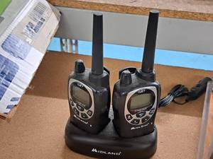 lot 402 image: Lot of (2) Midland GX7 Walkie Talkies with Charger Base