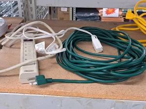 lot 443 image: Surge Protector and (2) Extension Cords