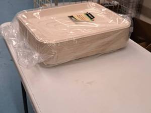 lot 648 image: Lot of (1 Box) Fineline Conserveware Collection Rectangular Bagasse Trays 18x14x1.3 50-count ( 50 total items )