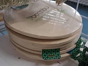 lot 684 image: Lot of (6 Boxes) Bambu All Occasion Veneerware 11 Round Plates 8-count ( 48 total items )