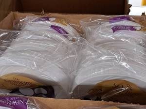 lot 771 image: Lot of (10 Packs) Maryland Plastics The Newbury Collection 6-12 Heavyweight Plastic Cake Plates 15-count ( 150 Total Items )