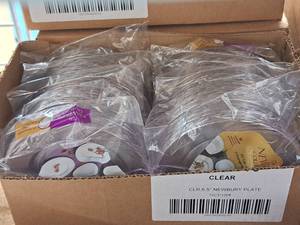 lot 780 image: Lot of (10 Packs) Maryland Plastics The Newbury Collection 6-12 Heavyweight Plastic Cake Plates 15-count ( 150 Total Items )