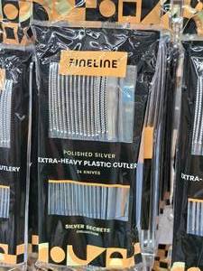 lot 868 image: Lot of (12 Packs) Fineline Silver Secrets Collection Extra-Heavy Plastic Knives 24-count ( 288 Total Items )