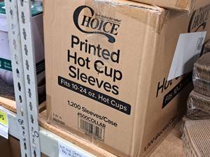 lot 910A image: Lot of (1 Case) Choice 10-24oz Printed Hot Cup Sleeves 1200-count ( 1200 total items )