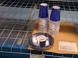 lot 1002 image: Touch of Color (2) Packs 9-oz Cups 20-ct, (1) Pack Dessert Plates 20-ct