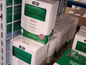 lot 1021 image: Lot of (12 Boxes) Brava Plastic Spoons 50-count ( 600 total items )