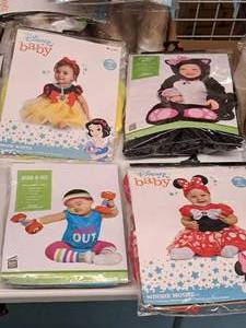 lot 1093 image: Lot of (4) Disney Baby Infant 6-12 months Costumes - Work-n-Out, Snow White, Itty Bitty Kitty, Minnie Mouse