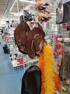 lot 1320 image: Assorted Halloween Costume Supplies - Feather-beas, Caps, Hats, Booties