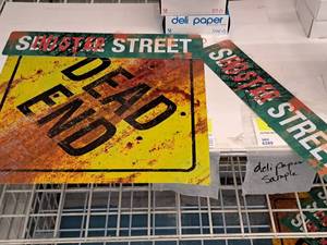 lot 1341 image: Lot of (3) Dead End Monster Street logo Metal Halloween Dcor Signs x