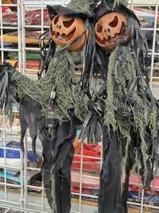 lot 1350 image: Lot of (2) l Hanging Halloween Dcor Props - Jack-o-Lantern Skeletons